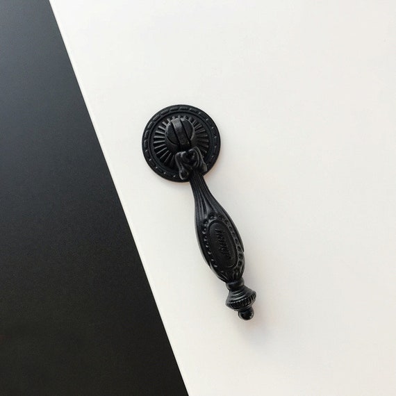 Matte Black Drop Pull Handle Knobs Dresser Knobs Pulls Drawer Etsy