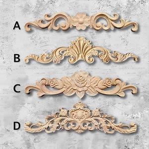 1 Piece Rosettes Applique Onlay, Unpainted Wood Carved Applique Onlay, Furniture Carving Supplies, Wood decals, Corner flowers MT23
