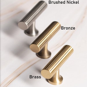 Minimalist solid brass Antiqued bronze knurled handle drawer wardrobe door handle cabinet handle Drawer Handles Brass Handle Knob Hardware image 4