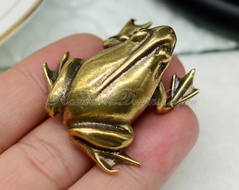 Pomo de rana de latón, pomo de bronce antiguo de latón macizo, tirador para armario de cocina, tirador de latón para cajón, tirador de tocador, herrajes únicos para muebles