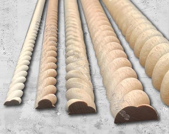 Half Round Rope Twist Moulding wood Unpainted Wood Trim Molding Back Flat Carved Wood Molding for Wall Mirror Trim Decals