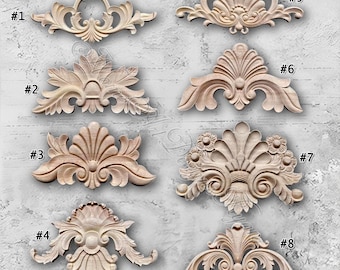 1 Piece Rosettes Applique Onlay, Unpainted Wood Carved Applique Onlay, Furniture Carving Supplies, MT16