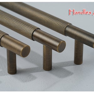 Minimalist solid brass Antiqued bronze knurled handle drawer wardrobe door handle cabinet handle Drawer Handles Brass Handle Knob Hardware image 6