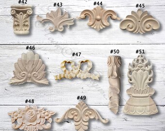 Wood Flower Carved Appliques – Set Of 20 Unpainted DIY Furniture Decals For Doors, Cabinets & More 1 thumbnail image