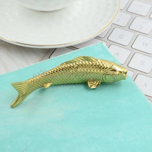 Solid Brass Fish Knob: Cabinet Drawer Pull, Furniture Hardware
