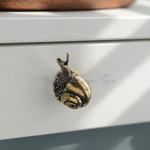 Puede incluir: Un tirador de caj&oacute;n en forma de caracol dorado. El caracol est&aacute; detallado con una concha texturizada y una espiral en relieve.
