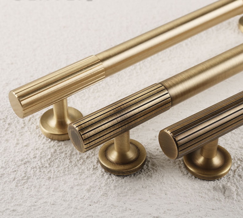 Minimalist solid brass Antiqued bronze knurled handle drawer wardrobe door handle cabinet handle Drawer Handles Brass Handle Knob Hardware image 1