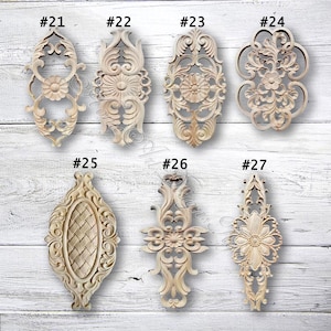 Hollow carving Wood Applique Onlay,Unpainted Wood Carved Applique Onlay,Furniture decoration,Wood Decals,Corner flower,Cabinet Decals MT10-3