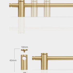 Modern minimalist brass adjustable hole distance long handle wardrobe cabinet shoe cabinet drawer cabinet door full copper long handle image 3