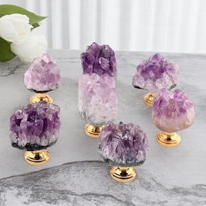Pomo de amatista/mango de piedra preciosa/mango de mineral/pomo de piedra semipreciosa/tiradores de cajón/tiradores de gabinete/tiradores de armario/pomo de tocador/herrajes para muebles