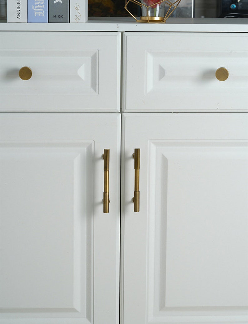 Minimalist solid brass Antiqued bronze knurled handle drawer wardrobe door handle cabinet handle Drawer Handles Brass Handle Knob Hardware image 10