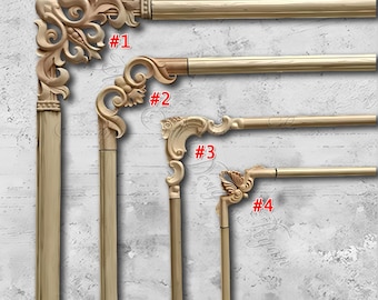 Unpainted Wall Paneling Corners and Molding, Wood Carved Wainscoting Corners and Moldings, Cabinet Decals