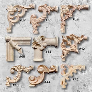 1 Piece Unpainted Wood Carved Corner Applique Onlay,Home Wall Corners Embellishments,Furniture Carving Art Decor,Decals,Corner flower MT37-4