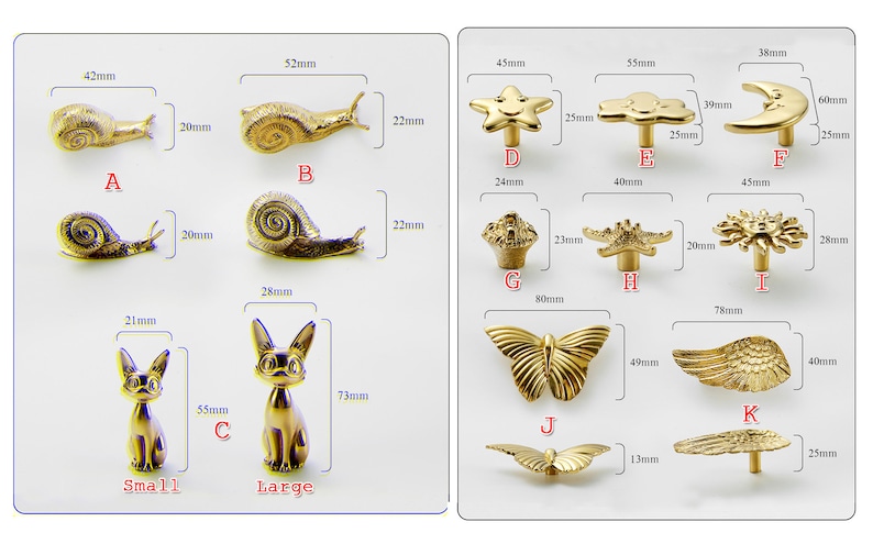 Messing Tier Sonne Mond Knöpfe Griffe Messing Schublade Dresser Pulls Küchenschrank Knöpfe Griffe Schrank Schrank Tür Pulls Möbelbeschläge Bild 2