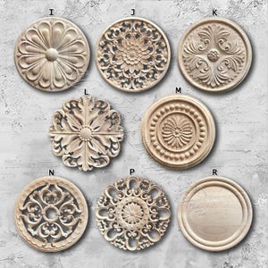 1 Piece Round Rosettes Applique Onlay, Unpainted Wood Carved Applique Onlay, Furniture Carving Supplies, MT46-1