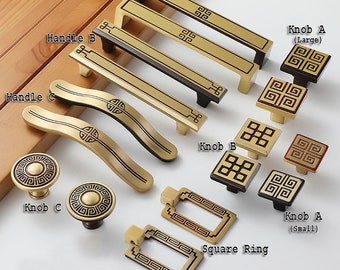 Solid Brass Chinese Style Handle Knobs Kitchen Cabinet Knobs Handles Dresser Pulls Knobs Drawer Handles Kitchen Cabinet Handles Hardware