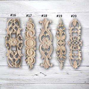 Unpainted Wood Flower Carved Applique Onlay,Furniture Carving Supplies,Corner flowers,Furniture Decals,Applique Onlay,Wall wood decals M14-3