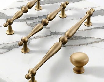 Tiradores de bronce antiguo de latón macizo retro, tiradores de cajones, tiradores de puertas de armarios, tiradores de armarios, tiradores de cajones, tiradores de latón, tiradores de perillas