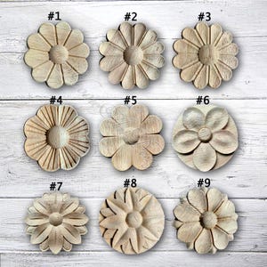 1 Piece Round Rosettes Applique Onlay, Unpainted Wood Carved Applique Onlay, Furniture Carving Supplies, MT2