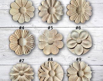 1 Stück runde Rosetten Applikation Onlay, unbemalt Holz geschnitzte Applikation Onlay, Möbel Carving Lieferungen, MT2