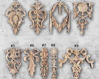 Aplique de rosetas de 1 pieza, aplique de madera tallada sin pintar, suministros para tallado de muebles, MT18