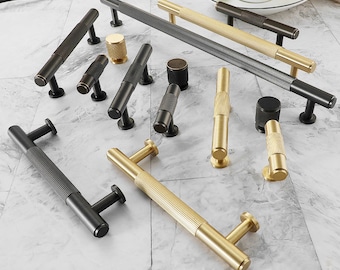 Solid Brass Vertical knurled knobs handles drawer wardrobe door  knobs handles cabinet handle Drawer Handles Brass Handle Knob Hardware