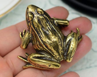 Gałka Żabka z mosiądzu Antyczny brąz Solidna gałka mosiężna Uchwyt szafki kuchennej Uchwyt Mosiężny uchwyt szuflady Uchwyt komody Unikalne okucia meblowe