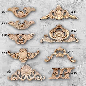 1 Piece Rosettes Applique Onlay, Unpainted Wood Carved Applique Onlay, Furniture Carving Supplies, Wood Decals,Corner flower MT18-3