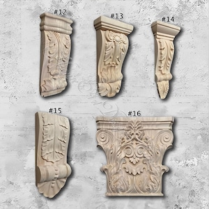 Hout gesneden console, platte achterkant, interieurdecoratie, muur gesneden versieringen consoles open haard kast sticker, Romeinse zuil console