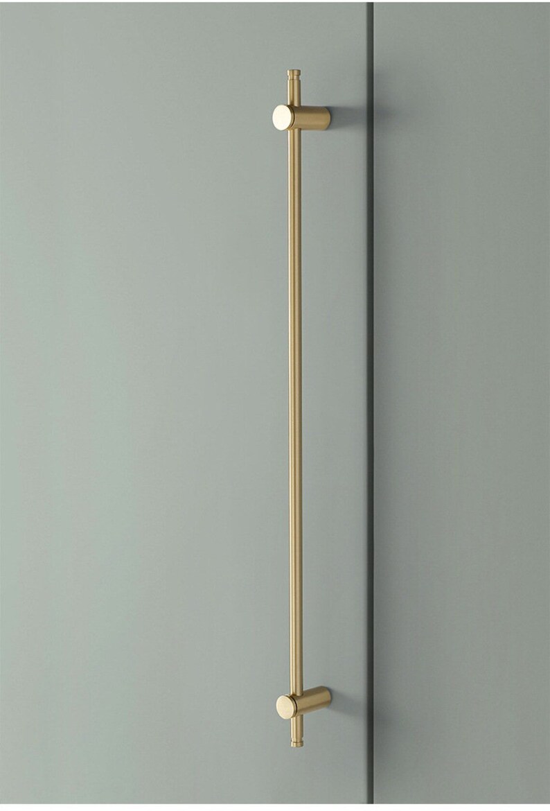 Modern minimalist brass adjustable hole distance long handle wardrobe cabinet shoe cabinet drawer cabinet door full copper long handle image 5