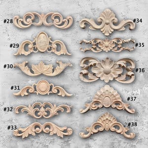 1 Piece Rosettes Applique Onlay, Unpainted Wood Carved Applique Onlay, Furniture Carving Supplies, MT15-2