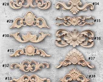 1 Stück Rosetten Applikation Onlay, unbemalt Holz geschnitzte Applikation Onlay, Möbel Carving Lieferungen, MT15-2