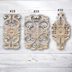 Hollow carving Wood Applique Onlay,Unpainted Wood Carved Applique Onlay,Furniture decoration,Wood Decals,Corner flower,Cabinet Decals MT10-4