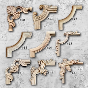Unpainted Wood Carved Applique Onlay,Furniture Carving Supplies,decals,Corner flowers,Furniture Decals,Applique Onlay,Wall wood decals M37-1
