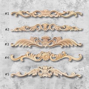 Aplique de madera tallada sin pintar, adorno de pared para el hogar, decoración artística para tallado de muebles, calcomanías de madera, flor de esquina MT24