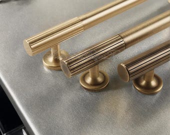 Minimalist solid brass Antiqued bronze knurled handle drawer wardrobe door handle cabinet handle Drawer Handles Brass Handle Knob Hardware