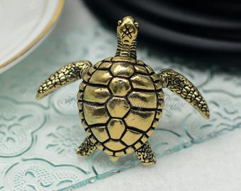 Bouton en laiton tortue de mer en laiton massif Bouton de décoration d'armoire Poignée de tirage Bronze antique Poignées de tiroir Bouton de commode Quincaillerie de meubles