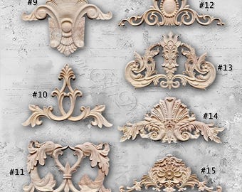 Aplique de rosetas de 1 pieza, aplique de madera tallada sin pintar, suministros para tallado de muebles, MT16-1