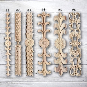 4 Applique In Legno Intagliato Per Mobili (8x8 Cm): Rosette Floreali Non Verniciate In Legno Di Quercia Per Decorazioni E Restauro Fai Da Te.