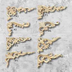 Unpainted Wood Carved Applique Onlay,Furniture Carving Supplies,decals,Corner flowers,Furniture Decals,Applique Onlay,Wall wood decals MT33