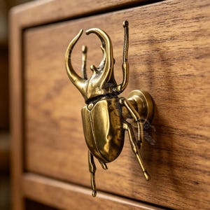 Vintage Solid Brass Beetle Knobs Brass Drawer Pulls Cabinet Handles Dresser Pulls Unique DIY Brass Animal Pulls Kitchen Cupboard Hardware