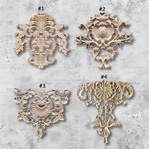 Unpainted Wood Applique,Retro wood corner flower carving,Home Wall Embellishment,Furniture Carving Supplies,Furniture Decals,Wood Onlay MT21