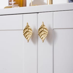 Brass Leaves knobs,Leaves Handles,animal knobs, brass Handles, drawer pull, door knob, Knobs Drawer Pulls Handle Cabinet Hardware image 5