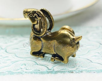 Brass Goat Knob Antique bronze Solid Brass Knob Kitchen Cabinet Handle Pull Knob Brass Drawer pull Dresser Handle Unique Furniture Hardware