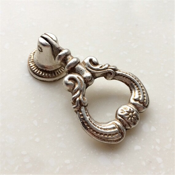 Antique Silver Drop Ring Pull Handle Knobs Dresser Pulls Etsy