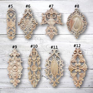 Hollow carving Wood Applique Onlay,Unpainted Wood Carved Applique Onlay,Furniture decoration,Wood Decals,Corner flower,Cabinet Decals MT10-1