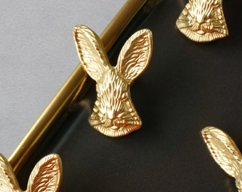 Brass Rabbit Knobs,Animal Handles,Kitchen Cabinet Knob,Brass Drawer Knob,Drawer Pulls,Brass Knobs,Dresser Handles,Furniture Hardware