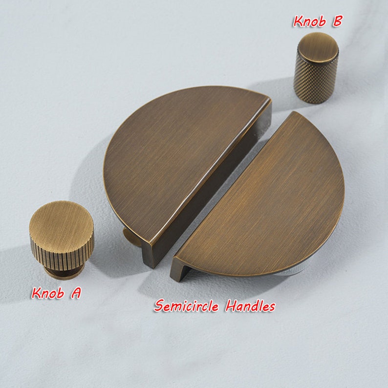 Minimalist solid brass Antiqued bronze knurled handle drawer wardrobe door handle cabinet handle Drawer Handles Brass Handle Knob Hardware 画像 4