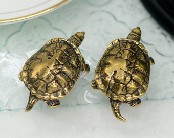 Boutons tortue en laiton Boutons de poignées en laiton massif Décoration d'armoire Poignées Bouton de tirage Bronze antique Boutons de commode Boutons de commode Quincaillerie de meubles