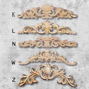 1 Piece Rosettes Applique Onlay, Unpainted Wood Carved Applique Onlay, Furniture Carving Supplies, Wood Decals,Corner flower MT23-2
